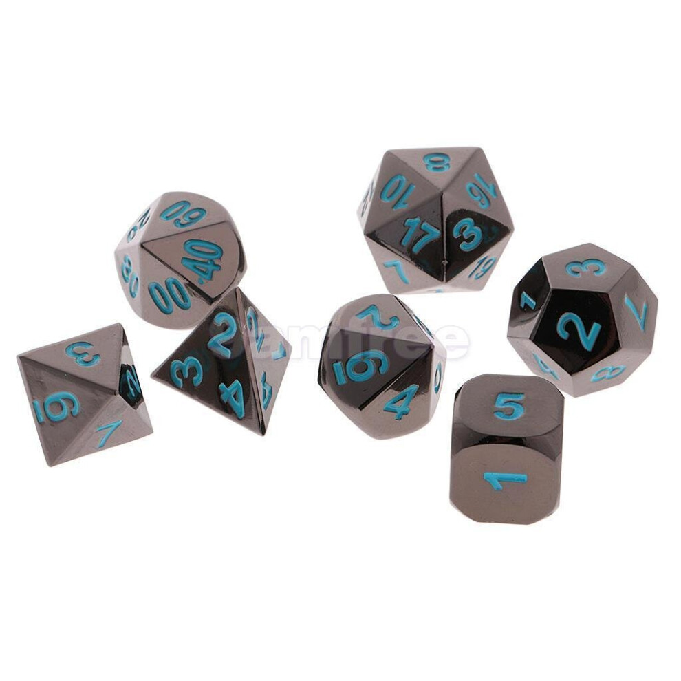 () 7 Pcs Zinc Alloy Multisided Dice Set Role Playing Games DiceS Gadget With Bag