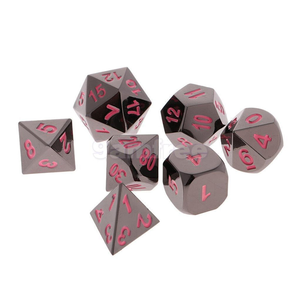 () 7 Pcs Zinc Alloy Multisided Dice Set Role Playing Games DiceS Gadget With Bag