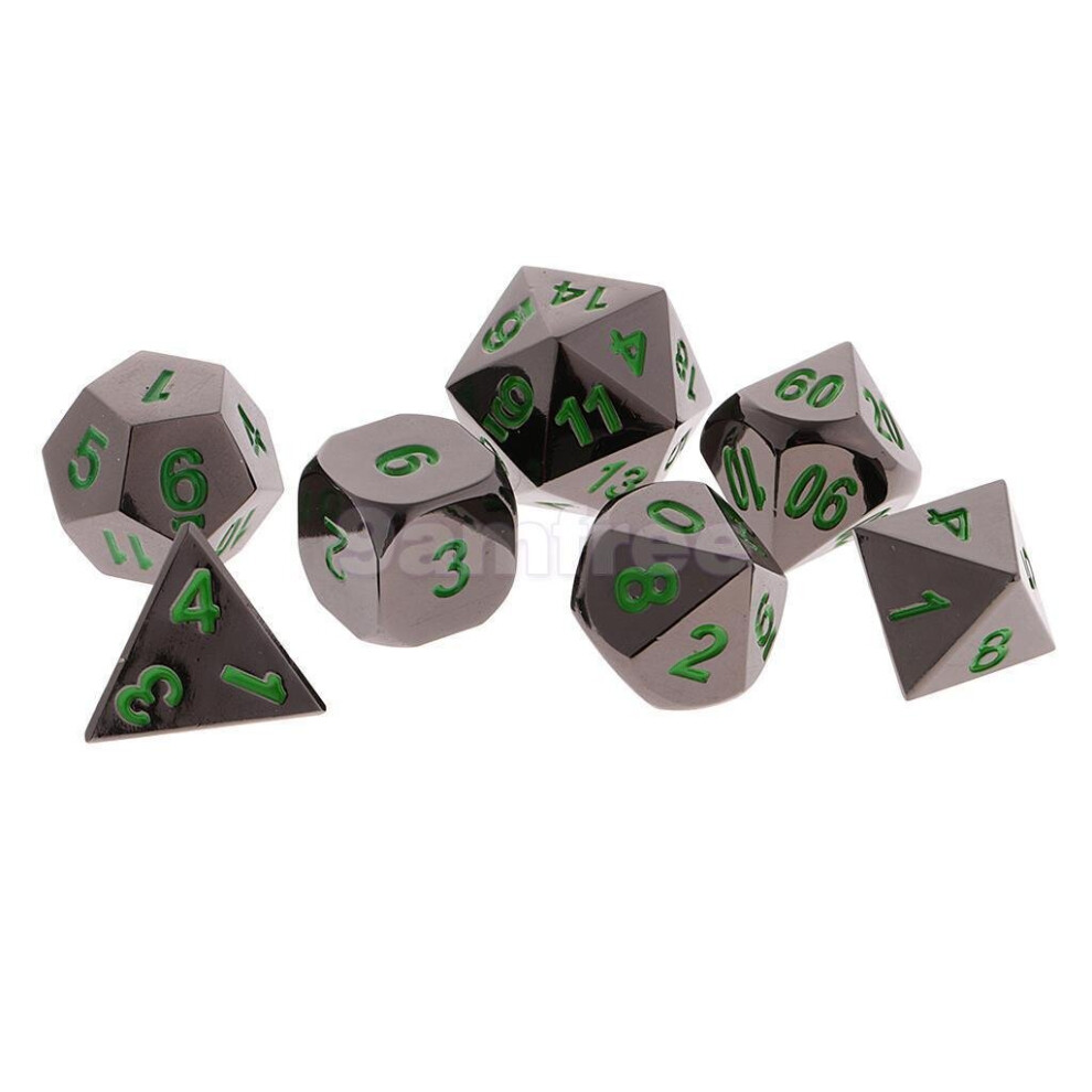 () 7 Pcs Zinc Alloy Multisided Dice Set Role Playing Games DiceS Gadget With Bag