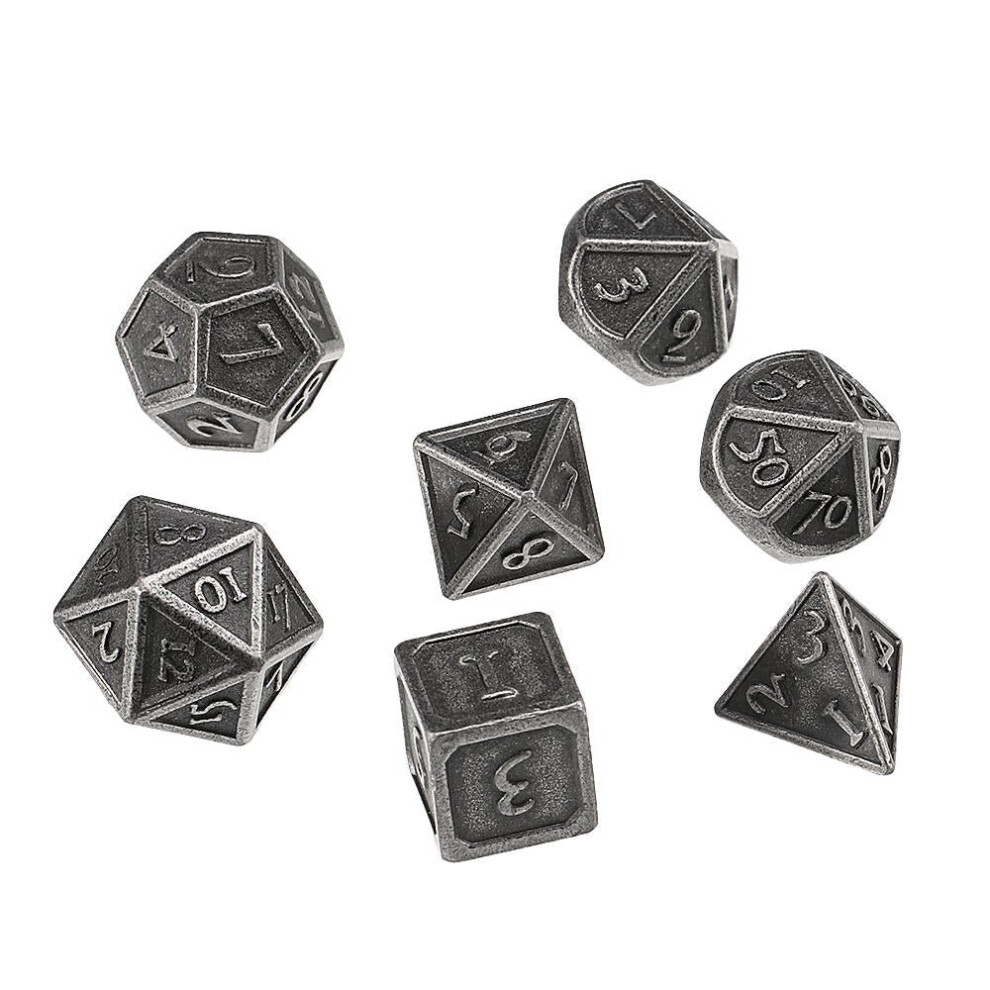 7Pcs Antique Color Solid Metal Heavy Dice Set Polyhedral Dices Role Playing Games Gadget RPG