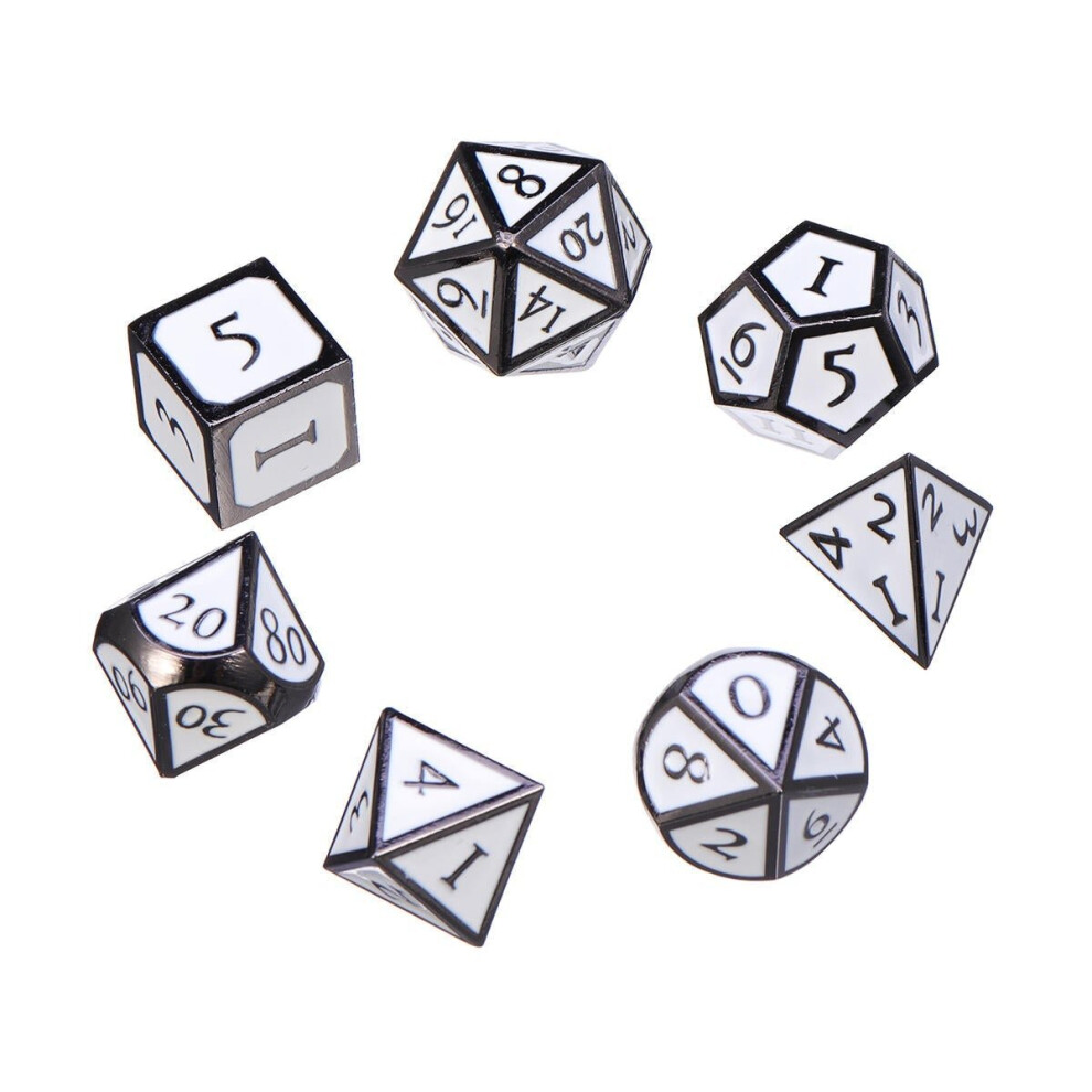 7Pcs Zinc Alloy Enamel Dices Set Polyhedral Solid Metal Dice Role Playing Game Gadget RPG