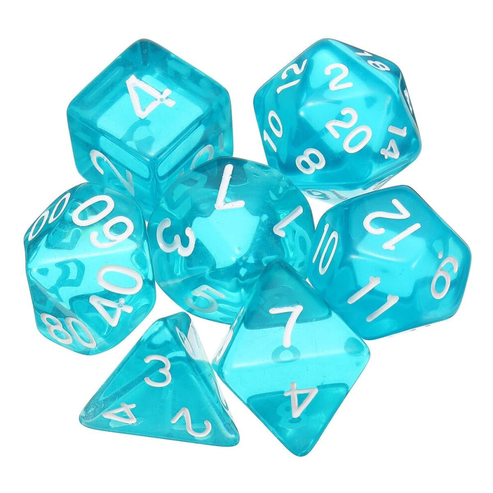 7 Pcs Dice Polyhedral Dices Set Translucent RPG Gadget Multisided With Bag