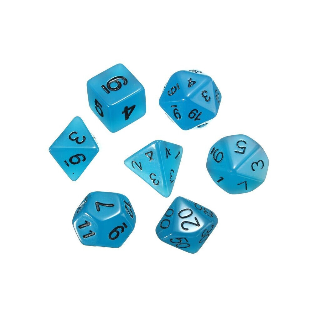 () 7pcs Multi-sided Luminous Polyhedral Digital Acrylic Dice Set Noctilucent