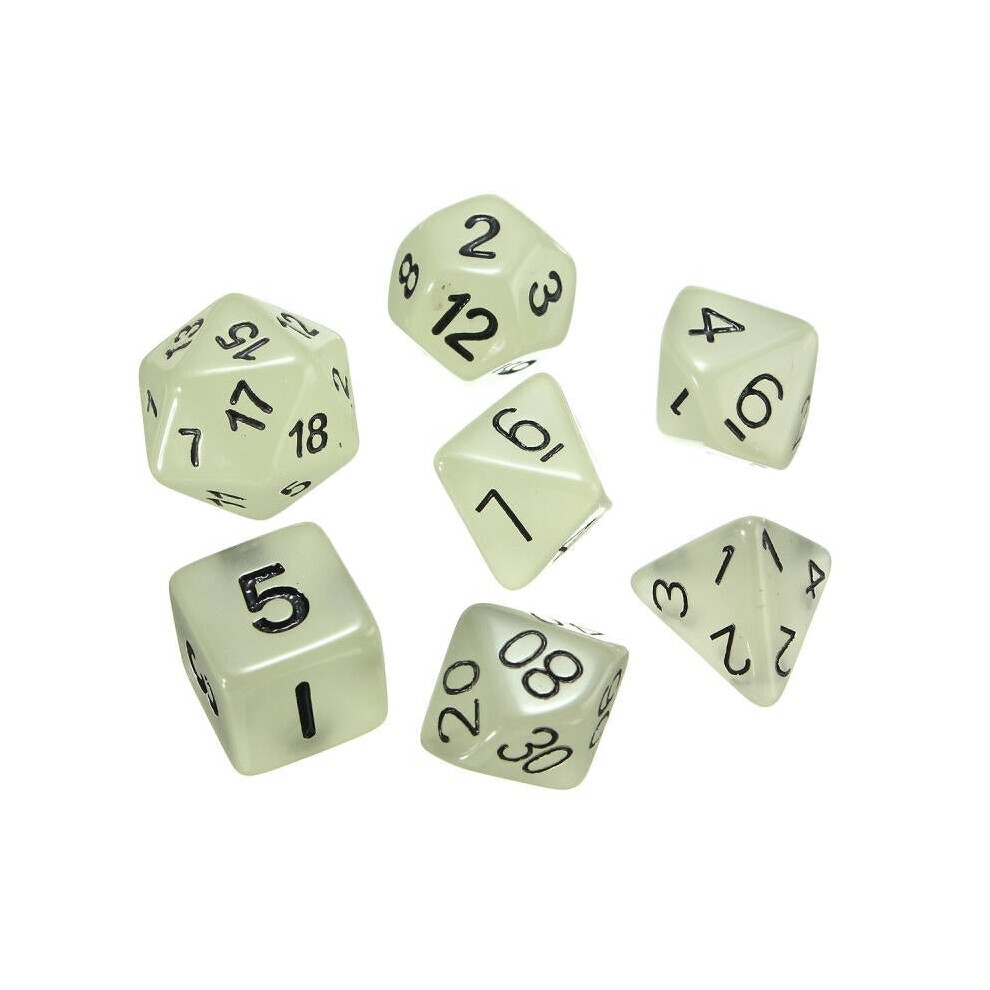 () 7pcs Multi-sided Luminous Polyhedral Digital Acrylic Dice Set Noctilucent