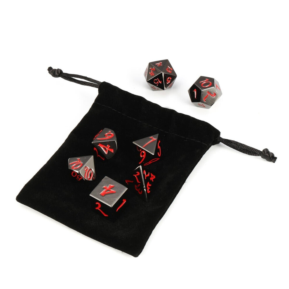 () 7Pcs Antique Metal Polyhedral Dices Multisided Set Role Playing Game Dice With Bag