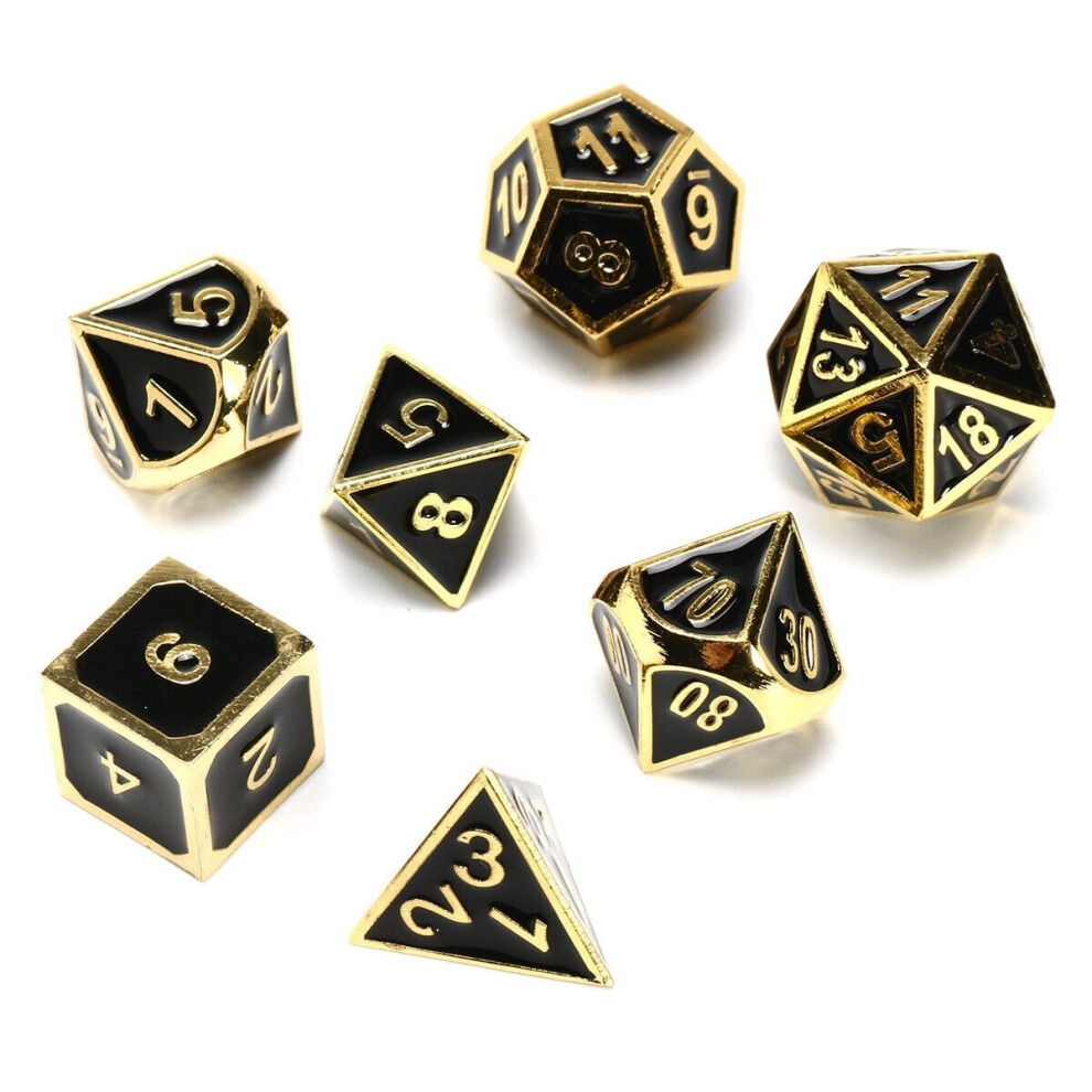 () 7Pcs Dice Polyhedral Dices Set Zinc Alloy Metal Role Multi-sided D4-D20 with Bags