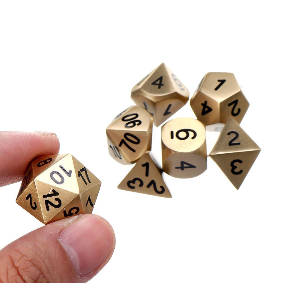 () Pure Copper Polyhedral Dices Set Metal Role Playing Game Dice Gadget for Dungeons Dragon Games Gift