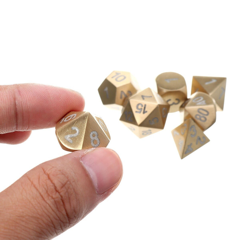 () Pure Copper Polyhedral Dices Set Metal Role Playing Game Dice Gadget for Dungeons Dragon Games Gift