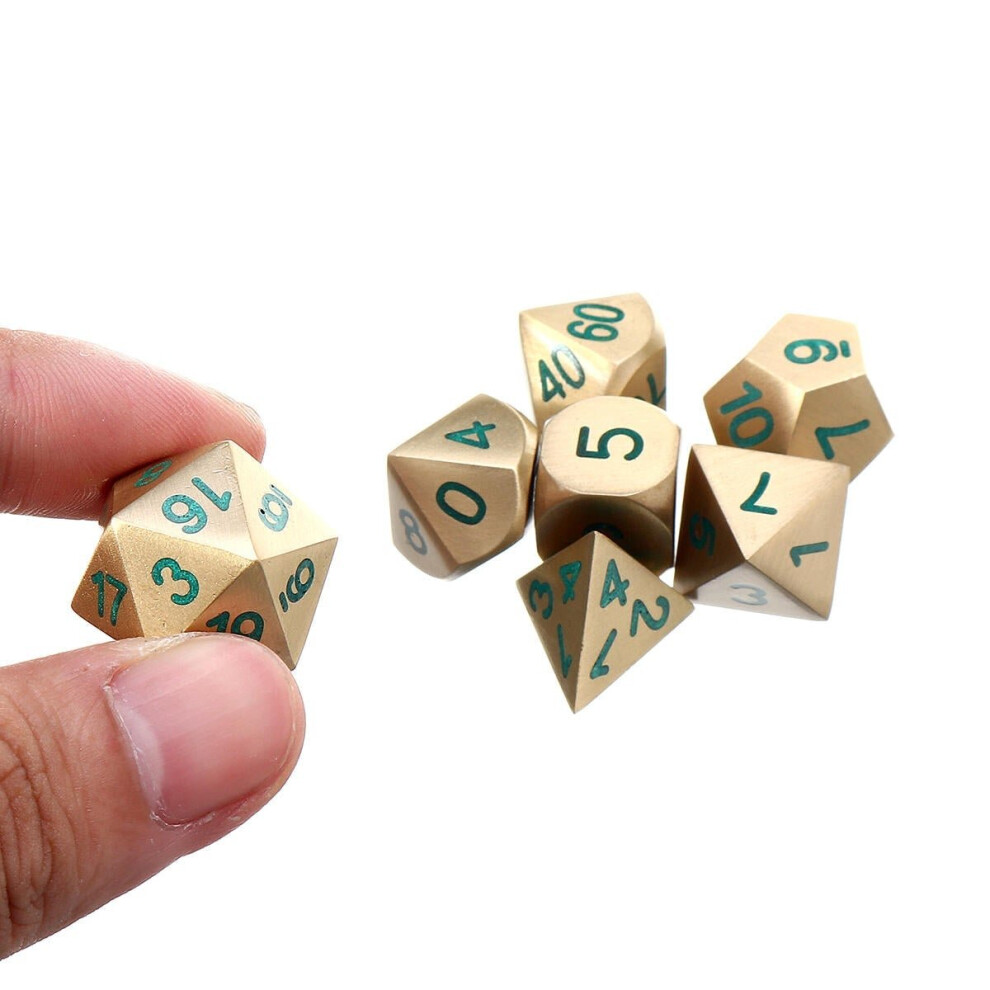 () Pure Copper Polyhedral Dices Set Metal Role Playing Game Dice Gadget for Dungeons Dragon Games Gift