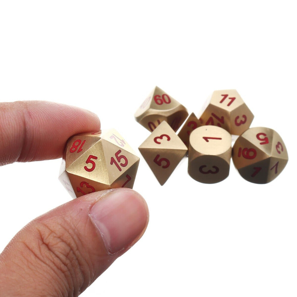 () Pure Copper Polyhedral Dices Set Metal Role Playing Game Dice Gadget for Dungeons Dragon Games Gift