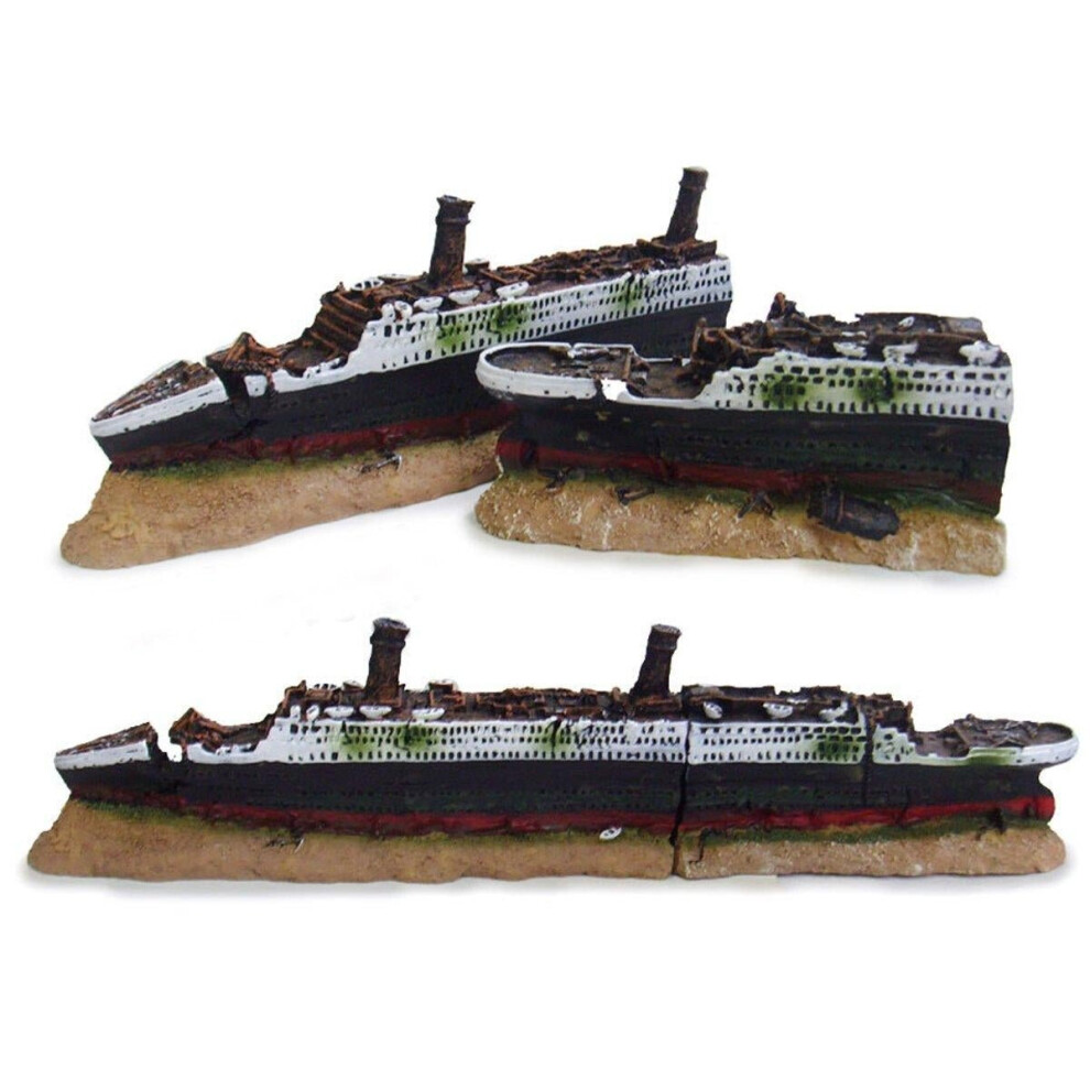 40cm Aquarium Fish Tank Ornament Shipwreck Boat Ship Wreck Hiding Cave Decor