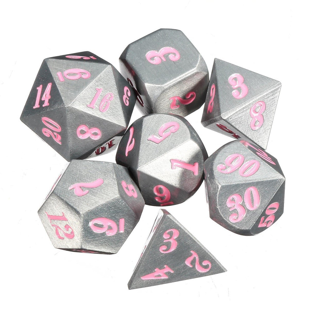 () 7Pc Solid Metal Heavy Dice Set Polyhedral Dices Role Playing Games Gadget RPG