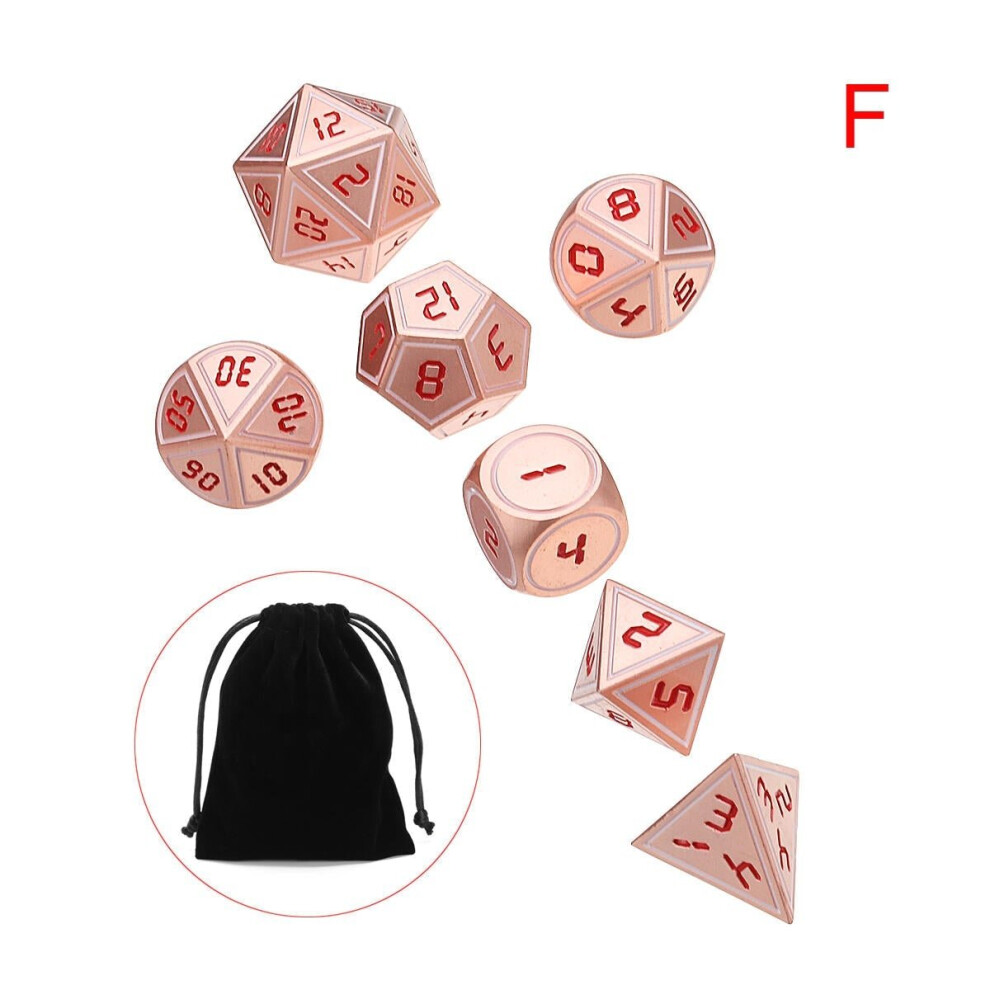 () 7pcs Heavy Metal Polyhedral Dices DnD RPG SET w/ Bag