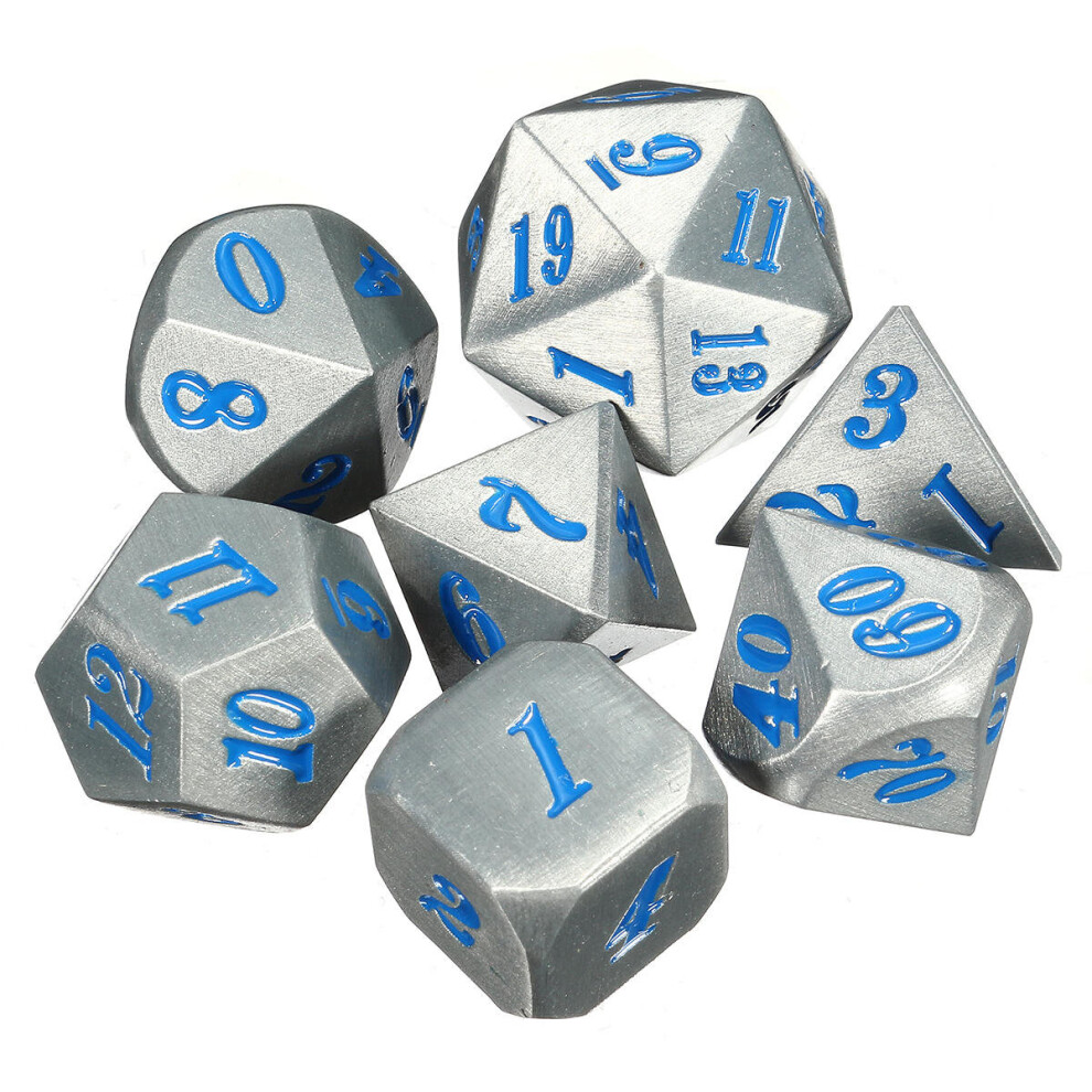 () 7Pc Solid Metal Heavy Dice Set Polyhedral Dices Role Playing Games Gadget RPG