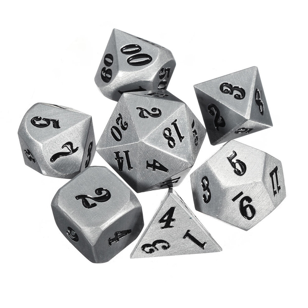 () 7Pc Solid Metal Heavy Dice Set Polyhedral Dices Role Playing Games Gadget RPG