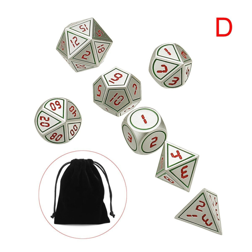 () 7pcs Heavy Metal Polyhedral Dices DnD RPG SET w/ Bag