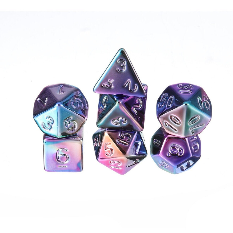 () 7Pcs Colorful Polyhedral Dice Resin Plating Dices Set Role Playing Board Party Table Game Gift