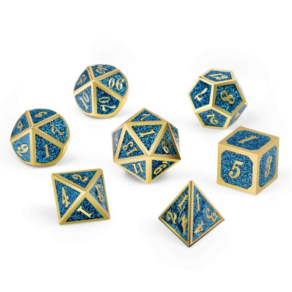 () 7pcs Polyhedral Dice Zinc Alloy Set Heavy Duty Dices For Role Playing Game