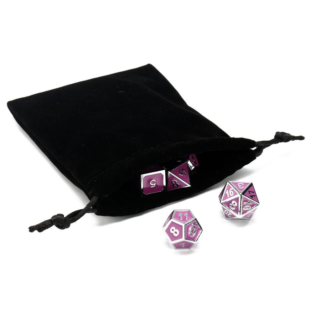 () 7 Pcs Multisided Dice Heavy Metal Polyhedral Set Role Playing Games Dices with Bag