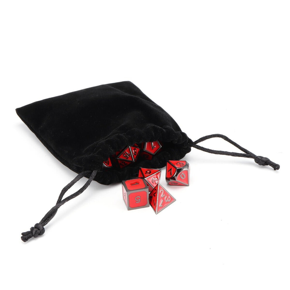 () 7 Pcs Multisided Dice Heavy Metal Polyhedral Set Role Playing Games Dices with Bag