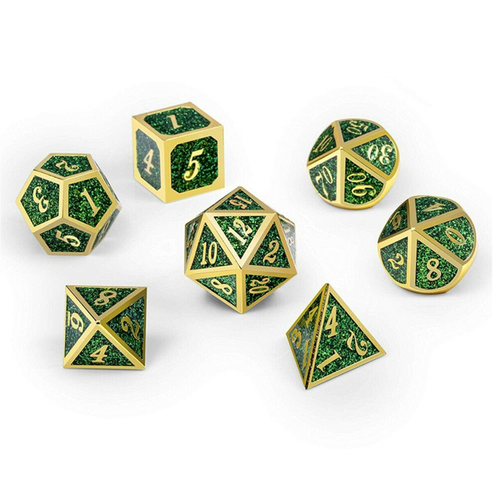 () 7pcs Polyhedral Dice Zinc Alloy Set Heavy Duty Dices For Role Playing Game