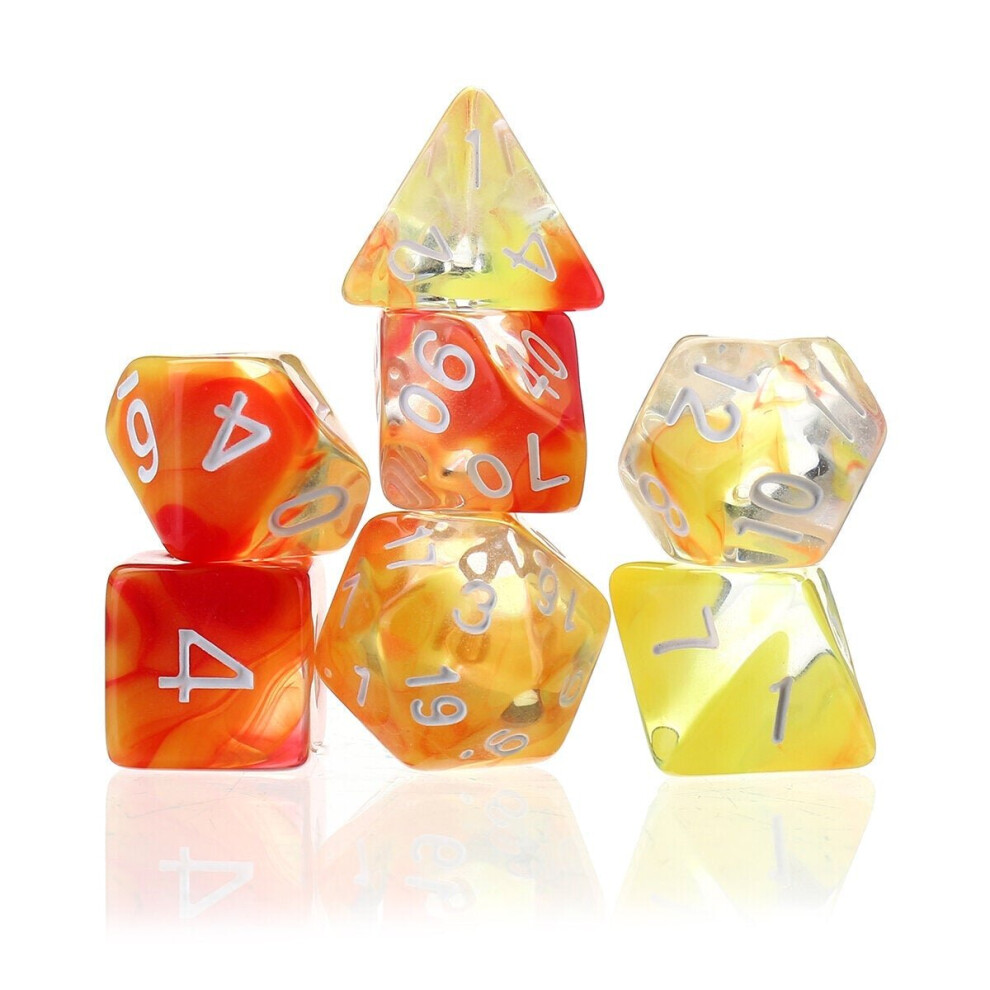 () 7Pcs Glitter Clear Polyhedral Dice Resin Dices Set Role Playing Board Party Table Game Gift