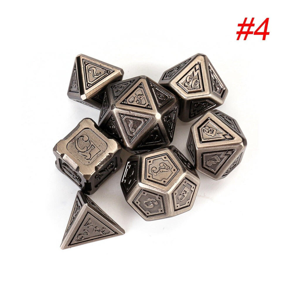 () 7pcs Set Embossed Heavy Metal Polyhedral Dices Playing Board Game Zinc Alloy