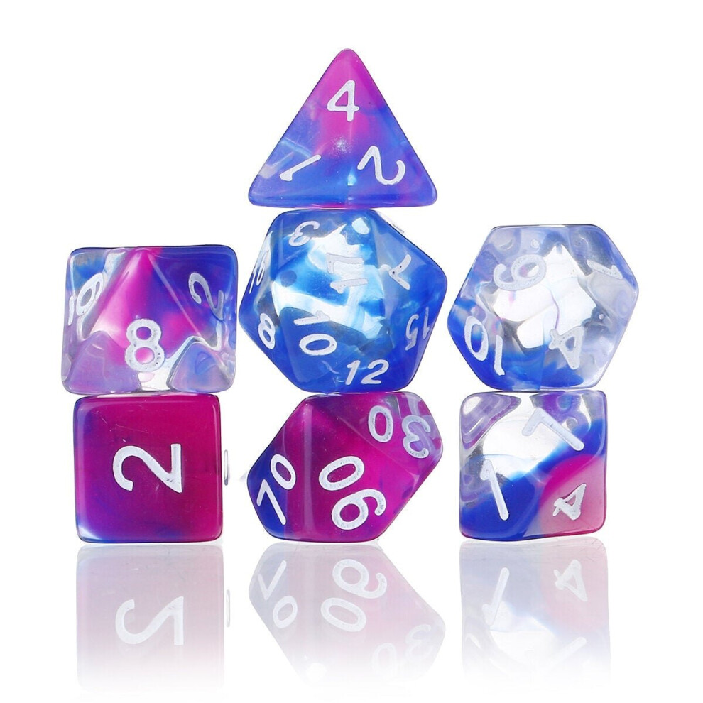 () 7Pcs Glitter Clear Polyhedral Dice Resin Dices Set Role Playing Board Party Table Game Gift