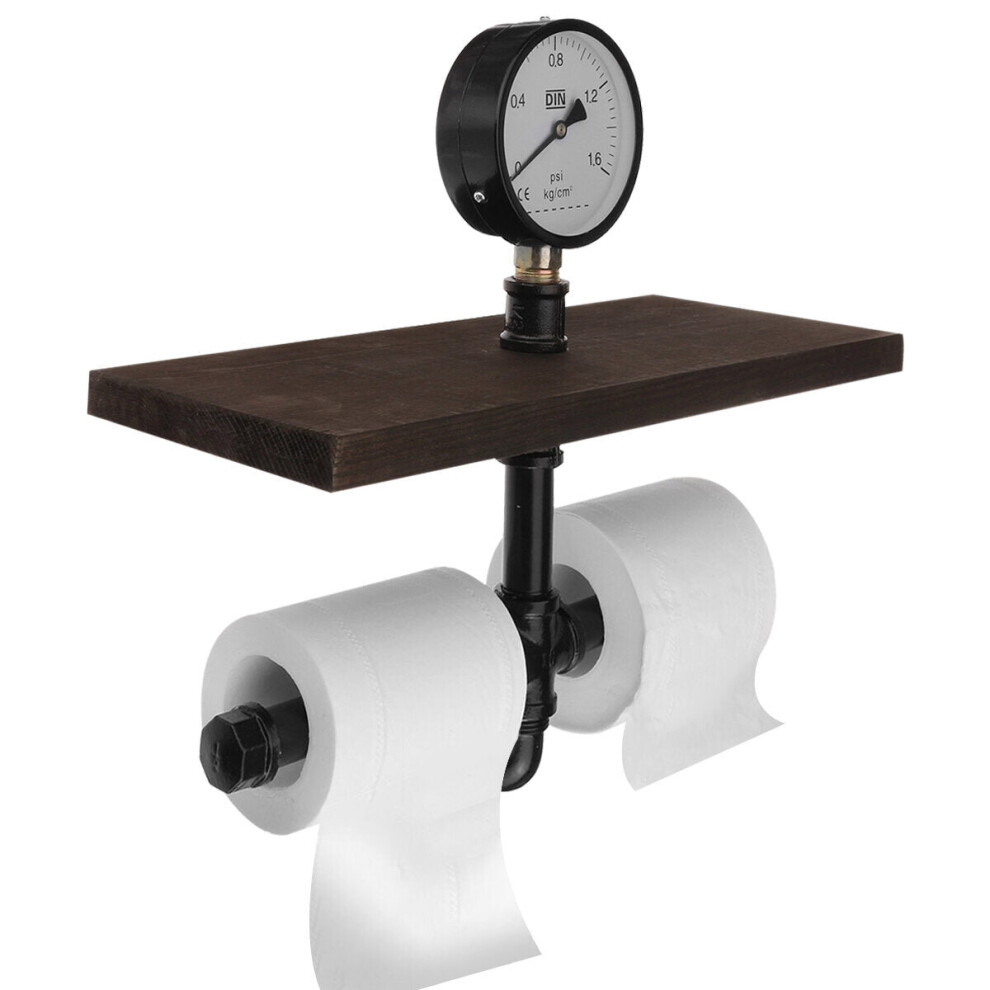 Black American Retro Industrial Style Decorative Rack Toilet Paper Rack Water Pipe Paper Towel Rack