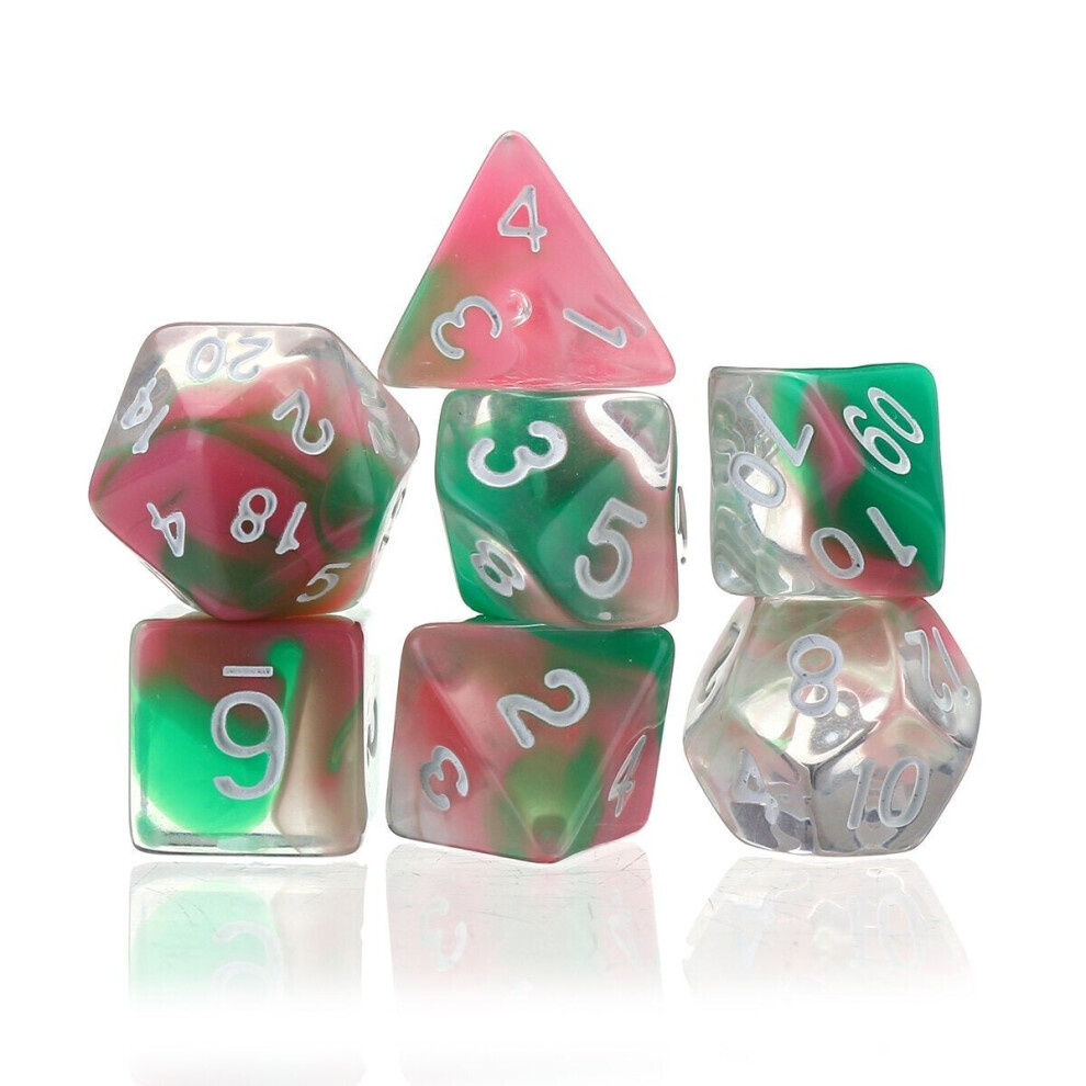 () 7Pcs Glitter Clear Polyhedral Dice Resin Dices Set Role Playing Board Party Table Game Gift