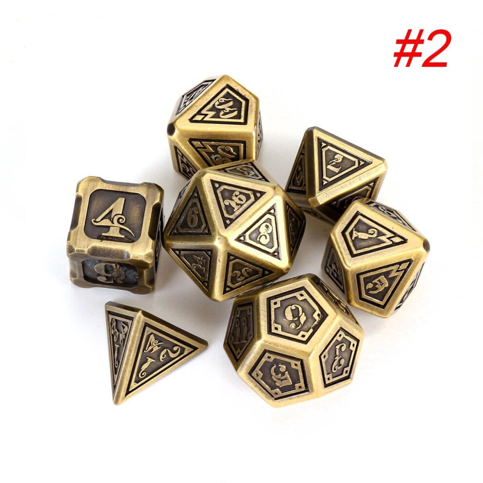 () 7pcs Set Embossed Heavy Metal Polyhedral Dices Playing Board Game Zinc Alloy