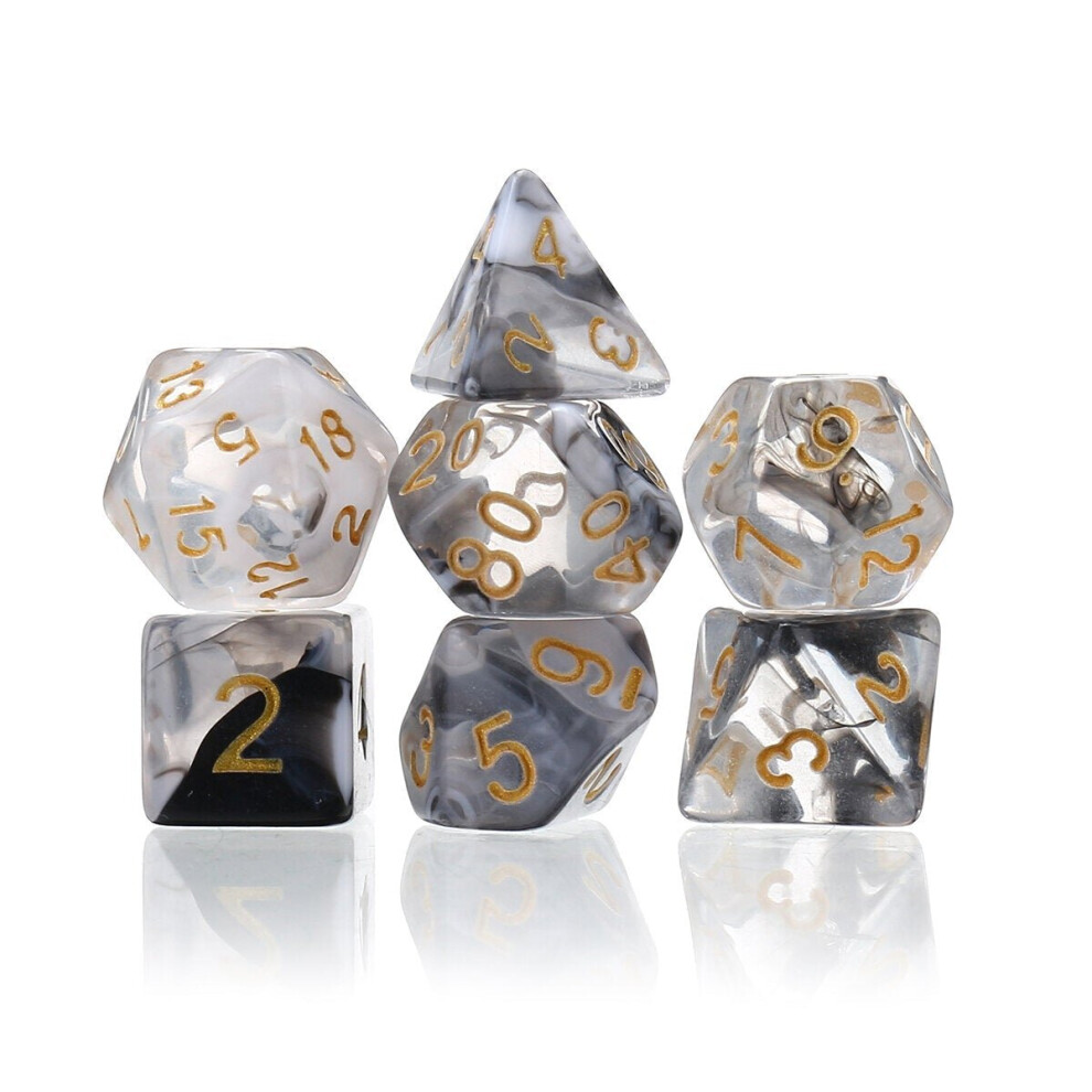 () 7Pcs Glitter Clear Polyhedral Dice Resin Dices Set Role Playing Board Party Table Game Gift