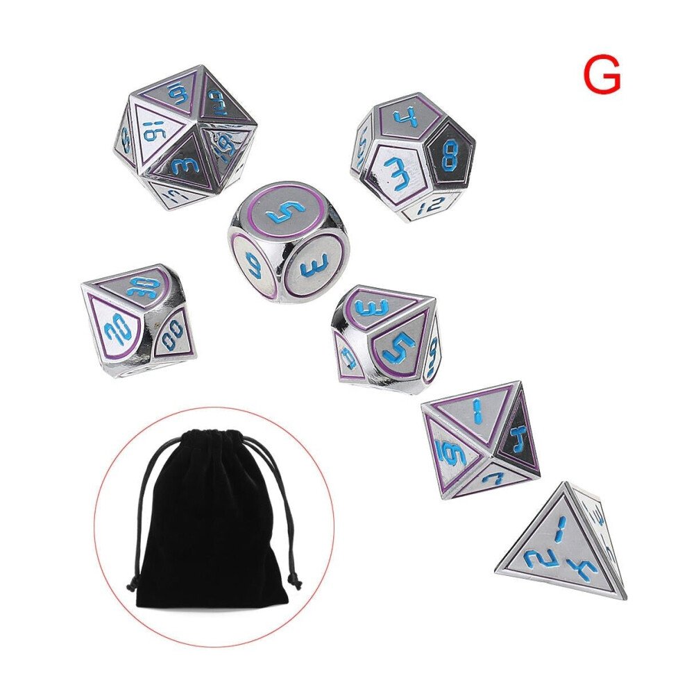 () 7Pcs Double Color Polyhedral Metal Game Dices Kit Children Digital Education Number Entertianment Props For DnD TPRG