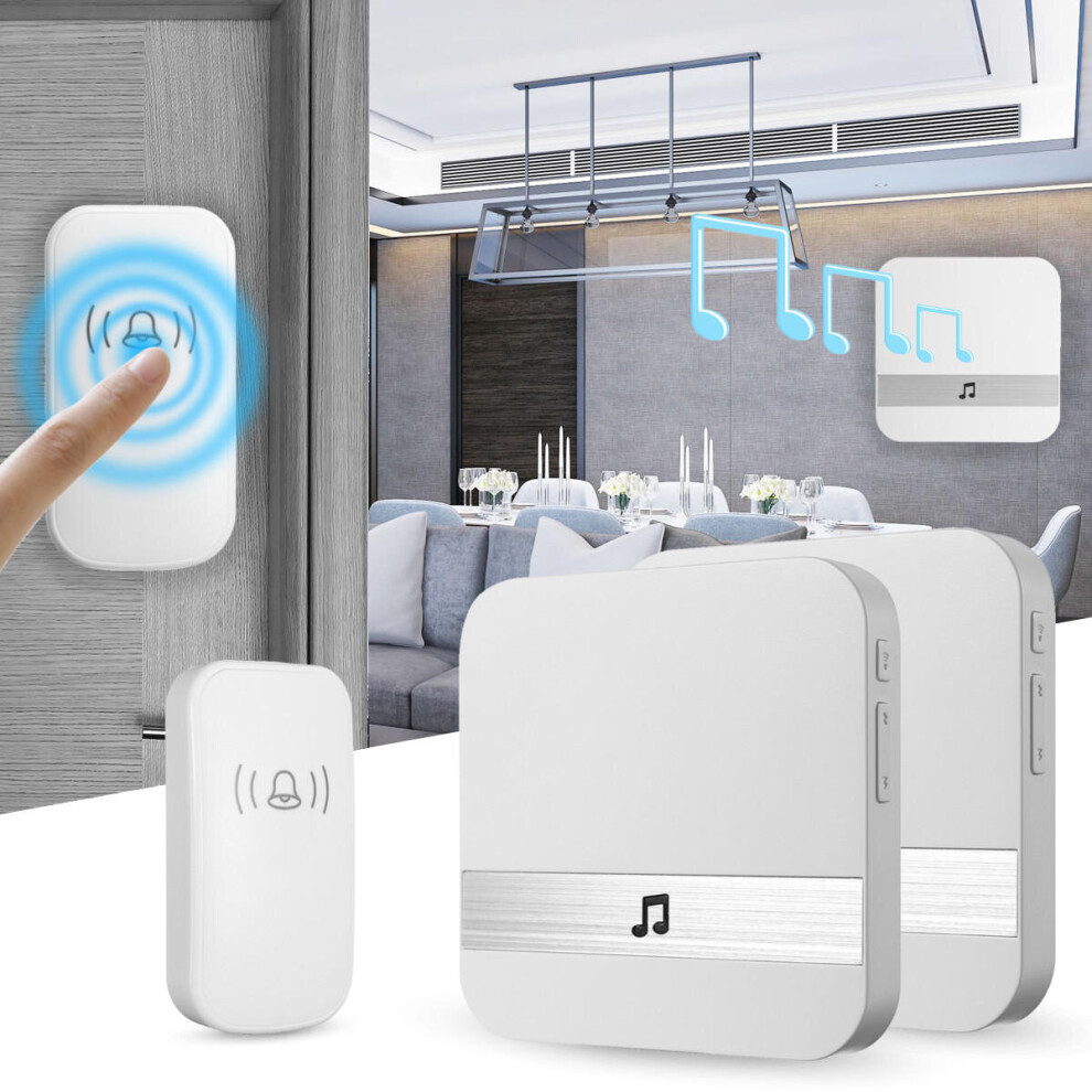 () Home House 4 Volume Wireless Doorbell Chime 2 Plugin Receiver With 1 Transmitter 3654659376428