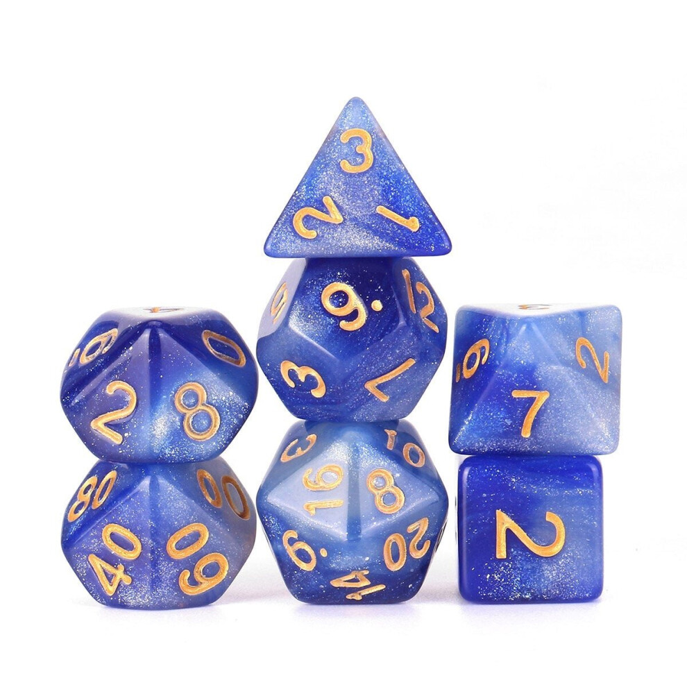 () 7Pcs Galaxy Polyhedral Dices For Dungeons Dragons Games D20 D12 D10 D8 D6 D4 +Bag