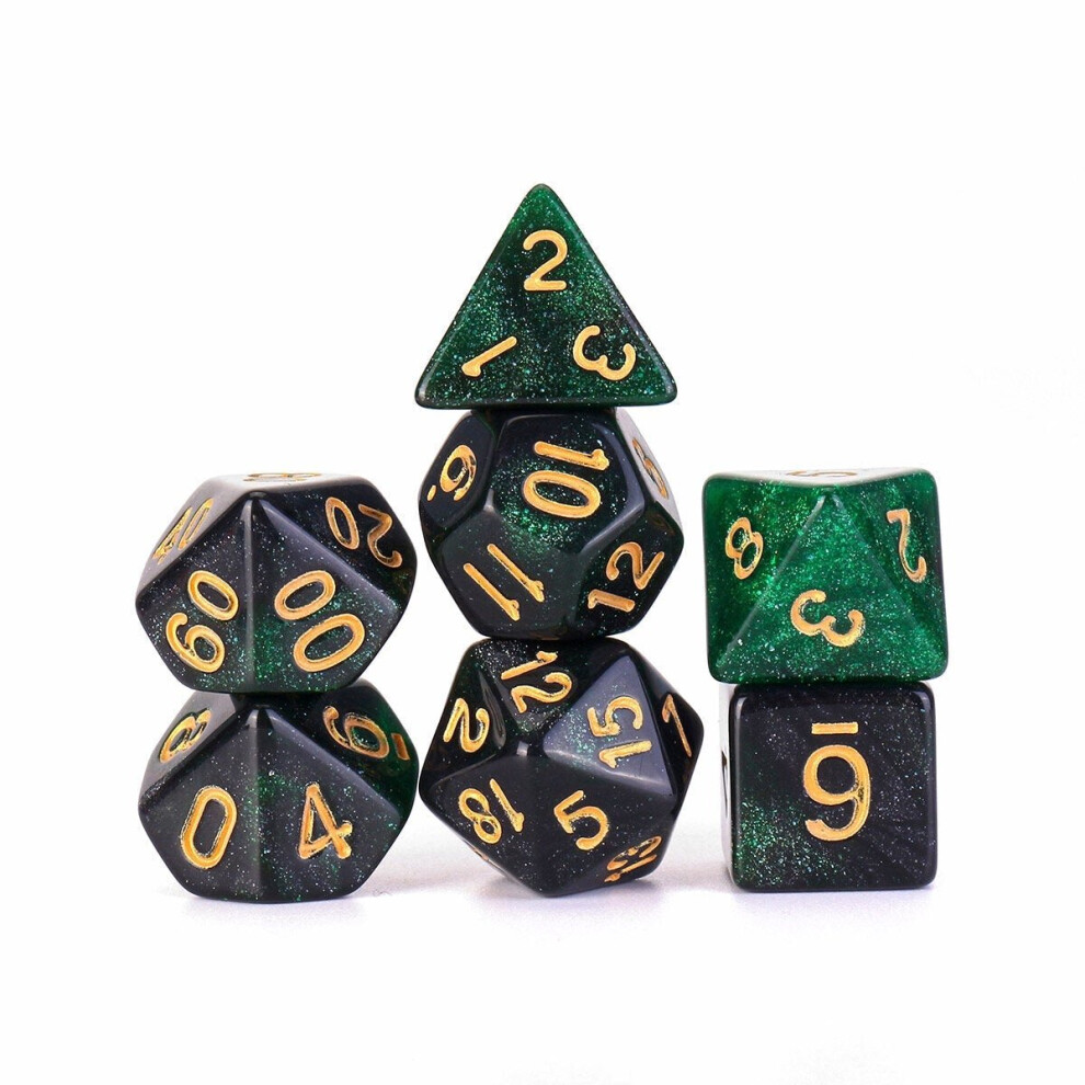 () 7Pcs Galaxy Polyhedral Dices For Dungeons Dragons Games D20 D12 D10 D8 D6 D4 +Bag