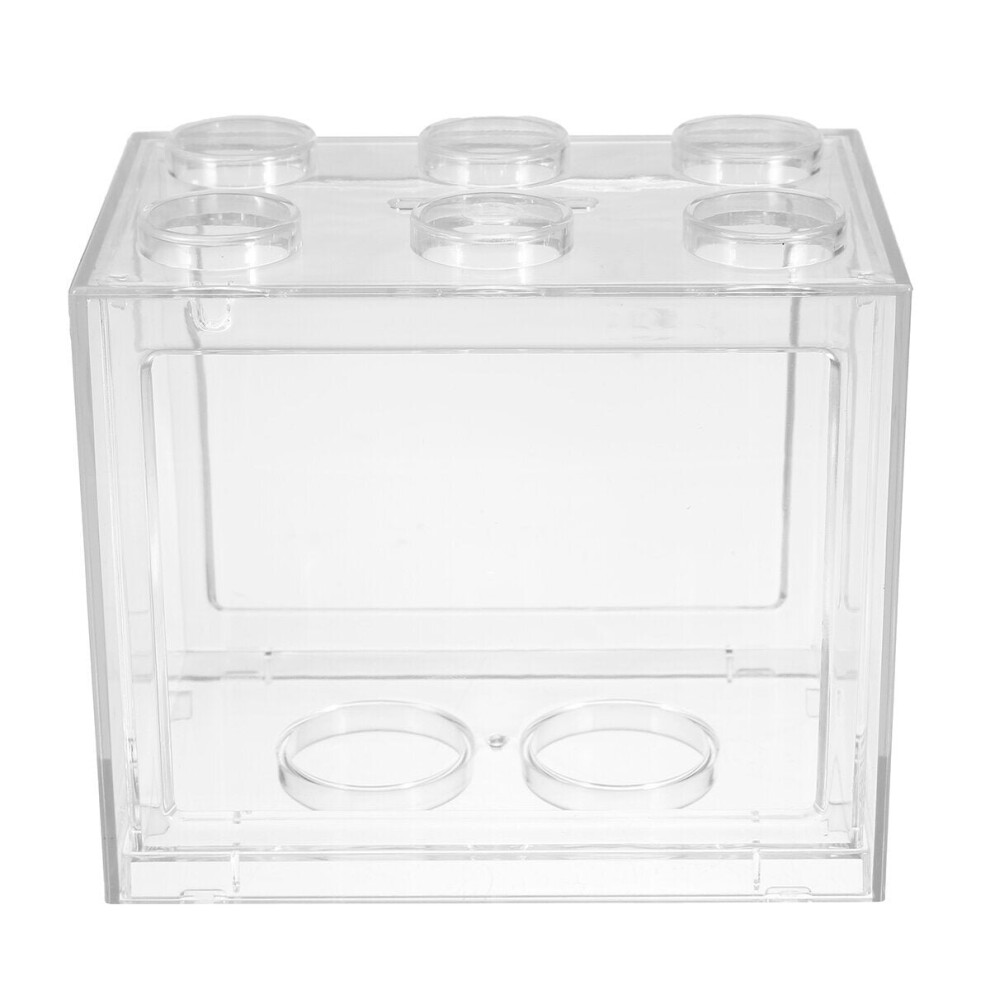 (Transparent) Colorful Clear Mini Fish Tank Aquarium LED Light Office Desktop Ornament Decor