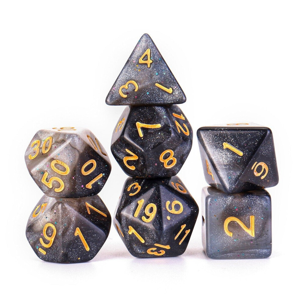 () 7Pcs Galaxy Polyhedral Dices For Dungeons Dragons Games D20 D12 D10 D8 D6 D4 +Bag