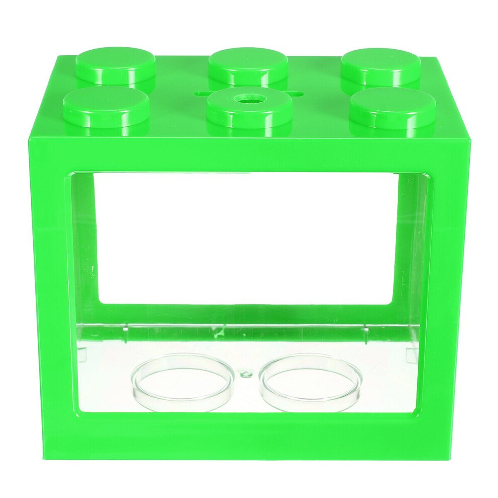 (Green) Colorful Clear Mini Fish Tank Aquarium LED Light Office Desktop Ornament Decor