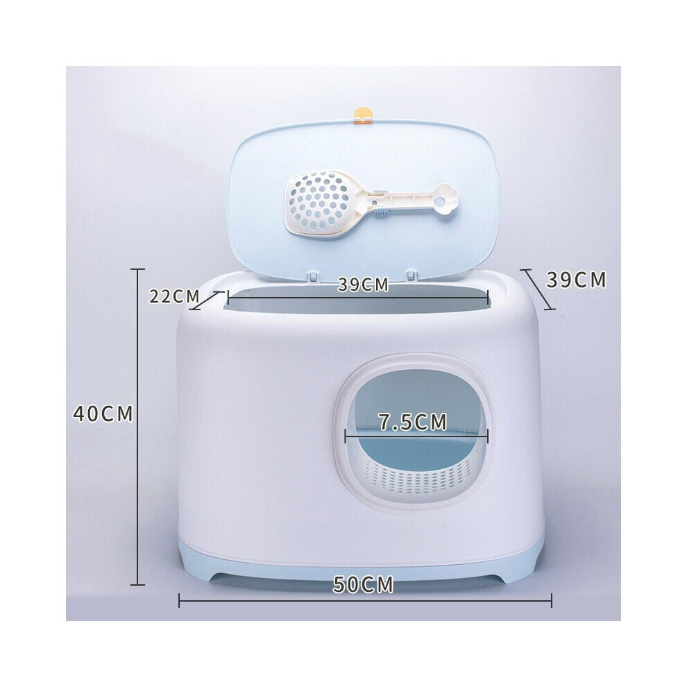 Photos - Cat Litter Box / Tray GreenZech  Cat Bedpan Enclosed Cat Litter Bo* with Litter Scoop (Blue)