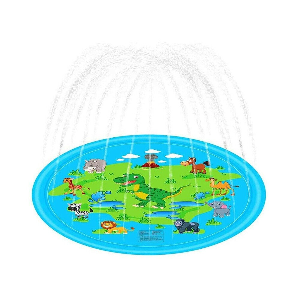 170cm Blue Dinosaur Round Edge Inflatable Water Pad Water Outdoor Toys