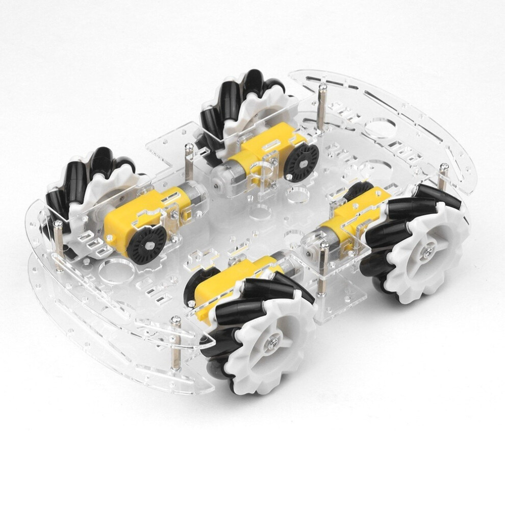 4WD Smart Car Chassis DIY Kit Omni-mobile Dual Layer Platform with 4 Omni-directional Wheels