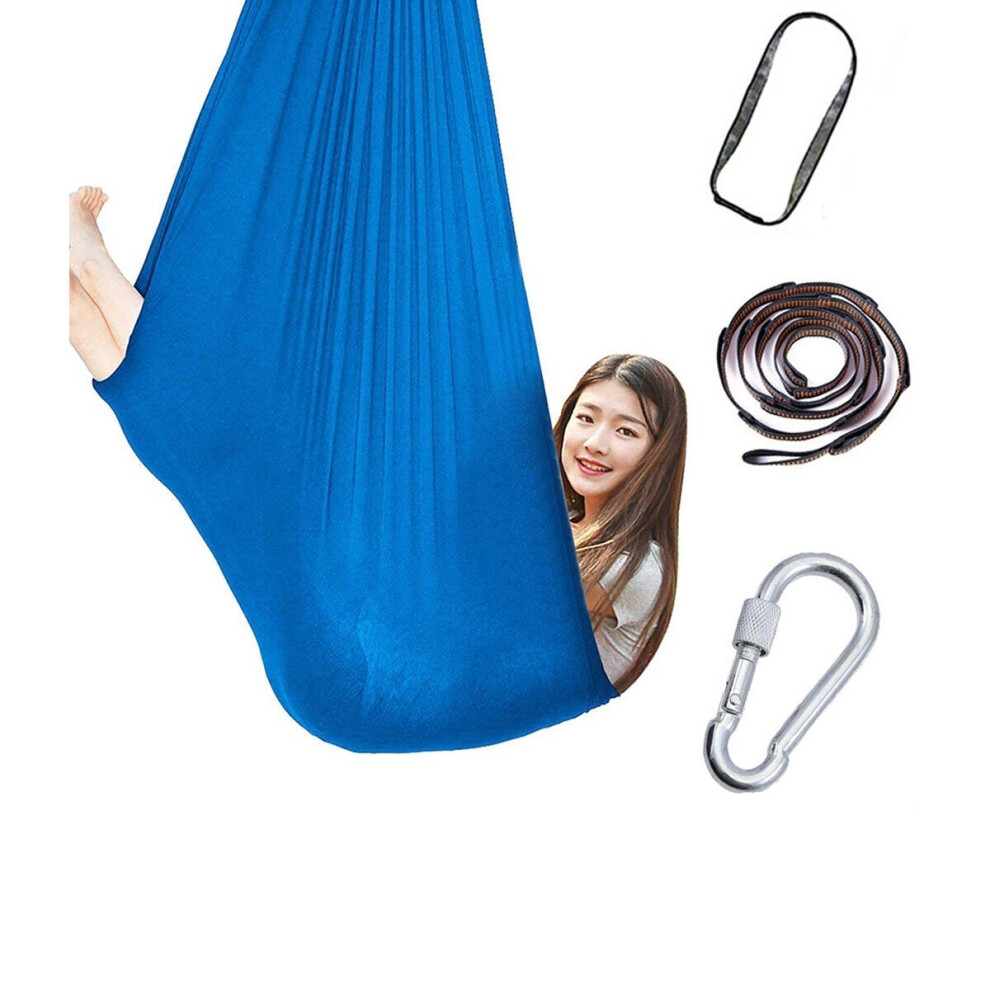 (Blue) 100cm x 280cm Kids Therapy Swing Cuddle Hammock with Autism ADHD Aspergers Sensory