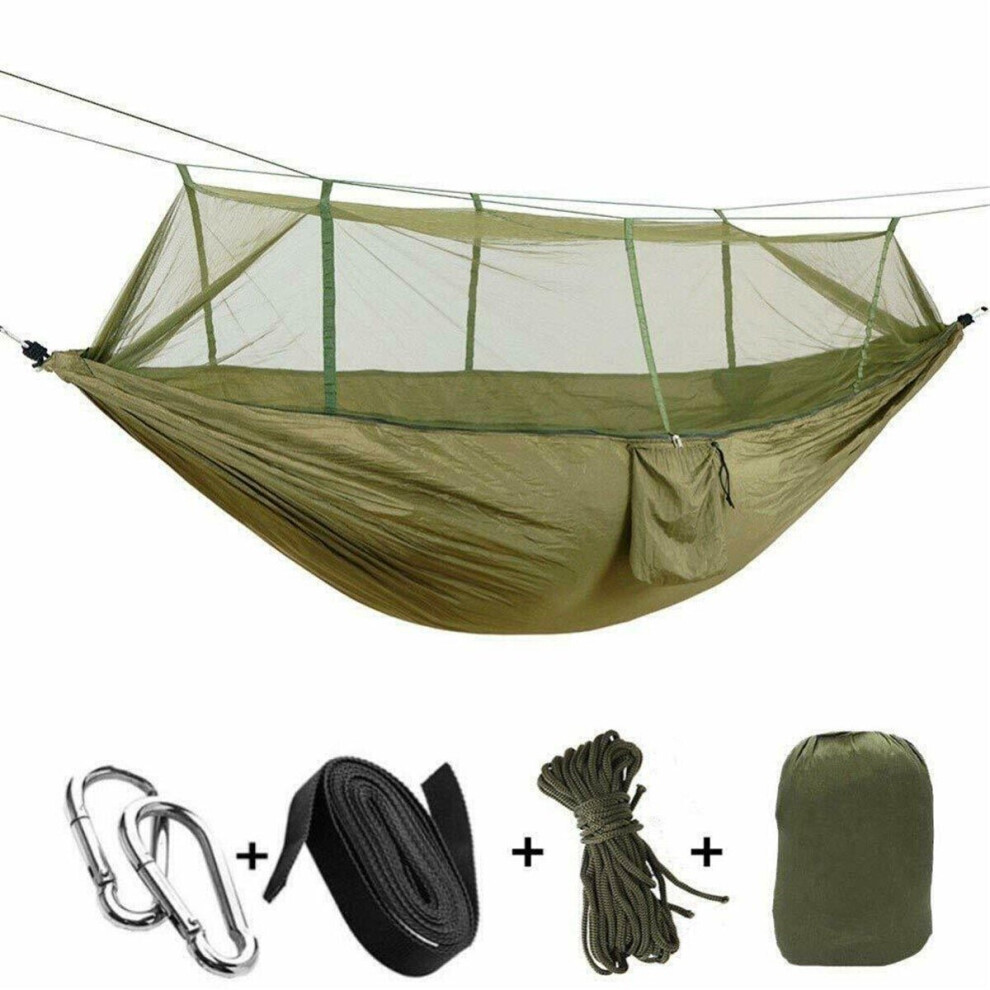 (Green) Beacon Pet Double Camping Hammock with Mosquito Net Portable Nylon Tent Bed Outdoor