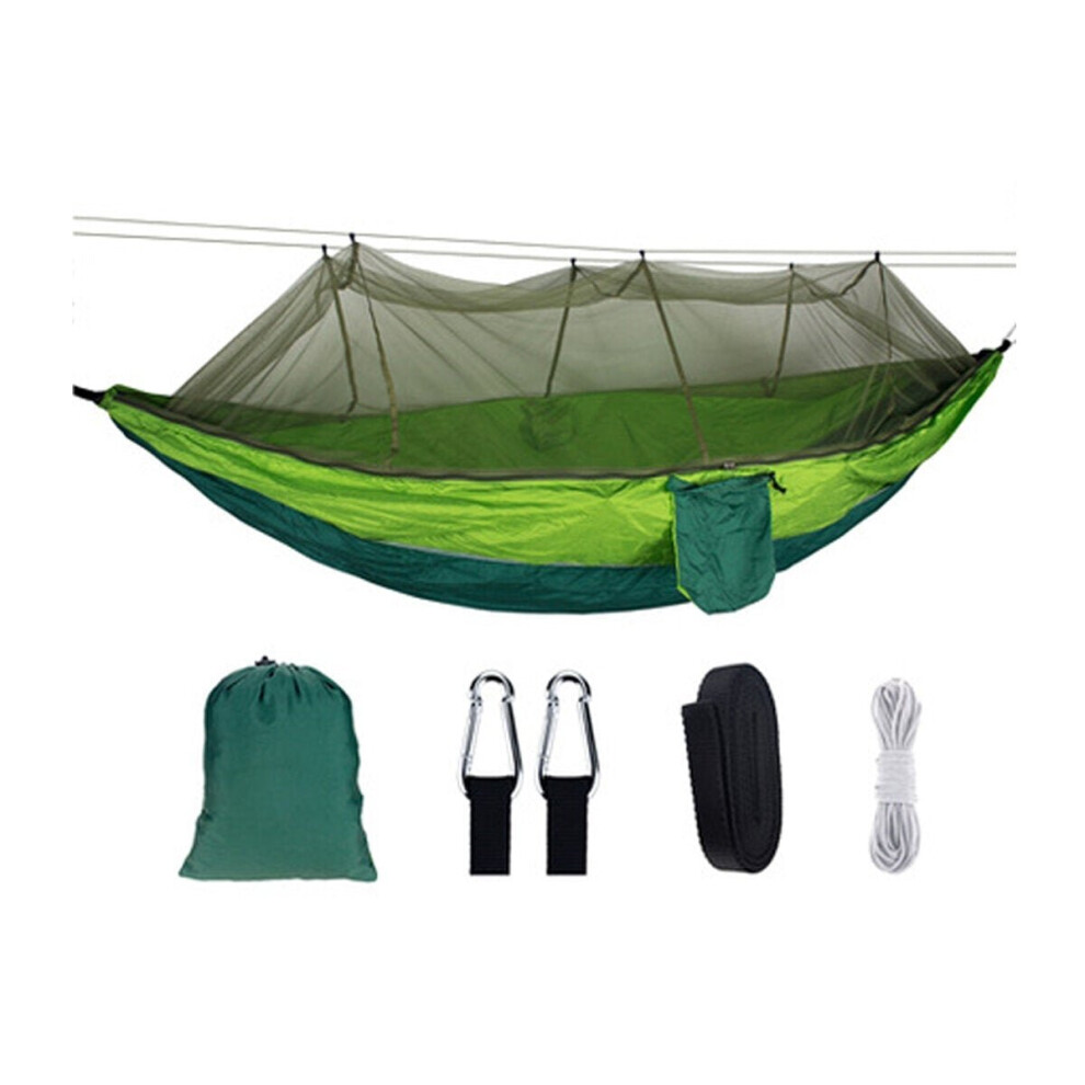 (Green) 260x140cm Double Outdoor Travel Camping Hammock Bed W/ Mosquito Net Kit