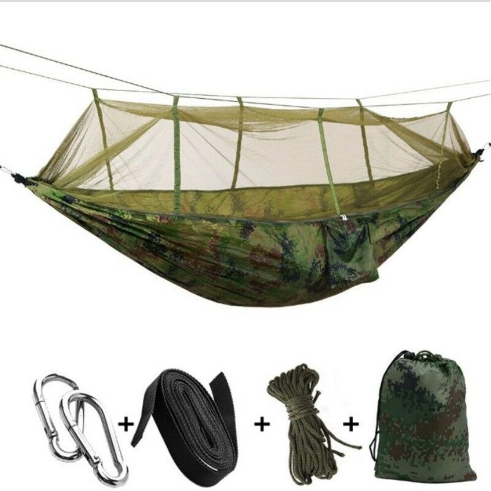 (Camouflage) Beacon Pet Double Camping Hammock with Mosquito Net Portable Nylon Tent Bed Outdoor