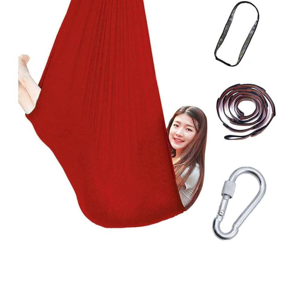 (Red) 100cm x 280cm Kids Therapy Swing Cuddle Hammock with Autism ADHD Aspergers Sensory