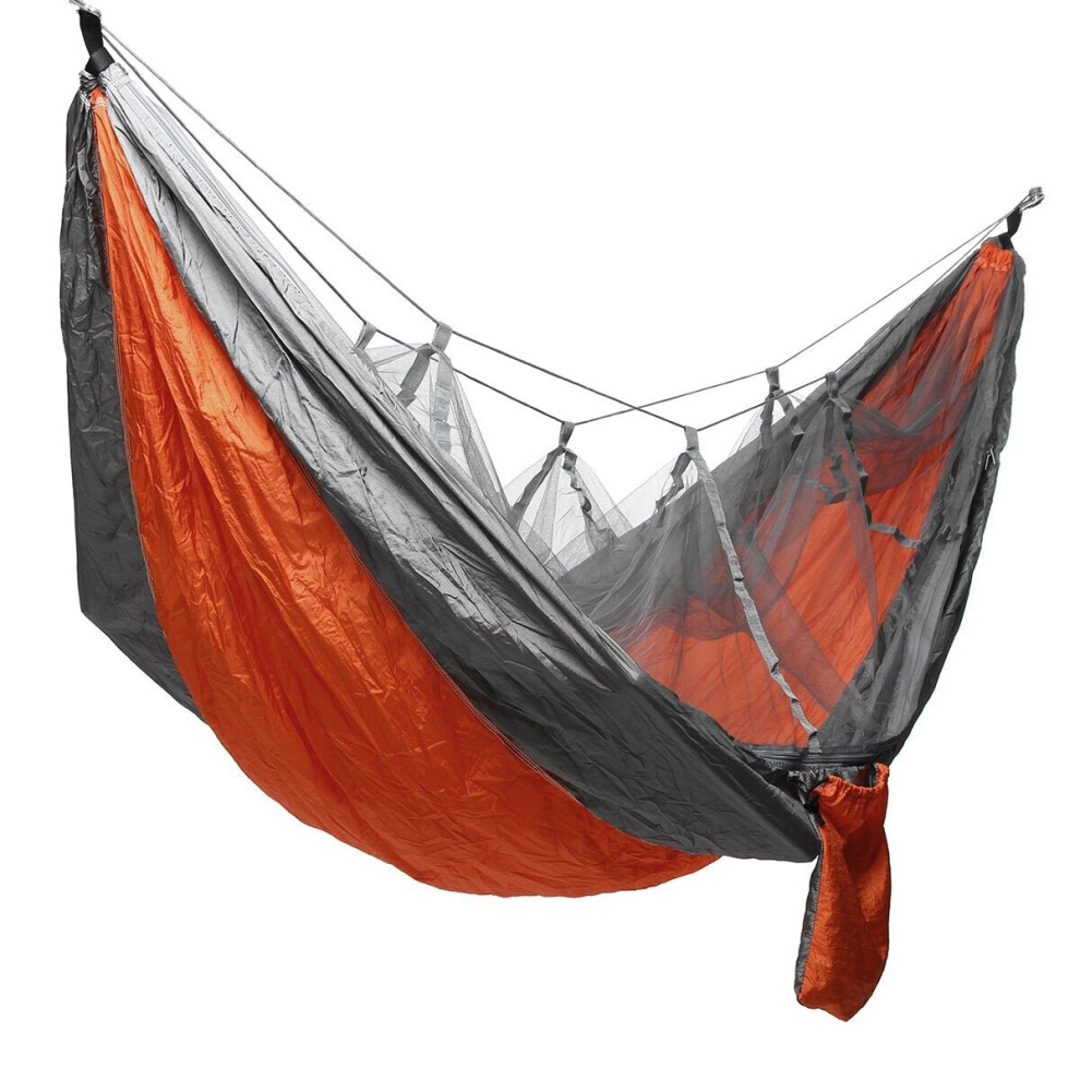 (Orange+grey) Camping Mosquito Nets Hammocks, Ultralight Camping Hammock Beach Swing Bed Hammock for the Outdoors Backpacking Survival or Travel