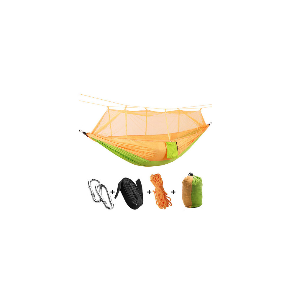 (Yellow) Ultralight Parachute Hammock Hunting Mosquito Net Double Person Sleeping Bed Garden Outdoor Camping Portable Hammock