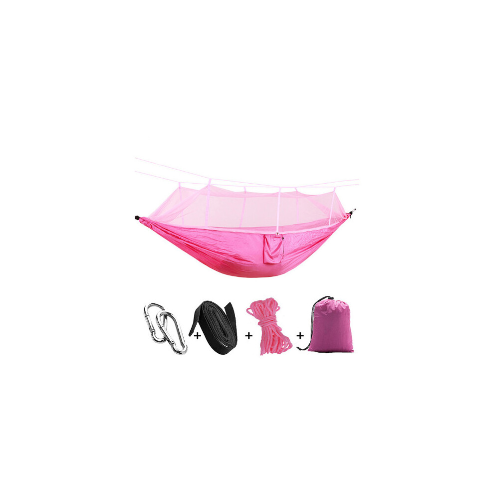 (Pink) Ultralight Parachute Hammock Hunting Mosquito Net Double Person Sleeping Bed Garden Outdoor Camping Portable Hammock